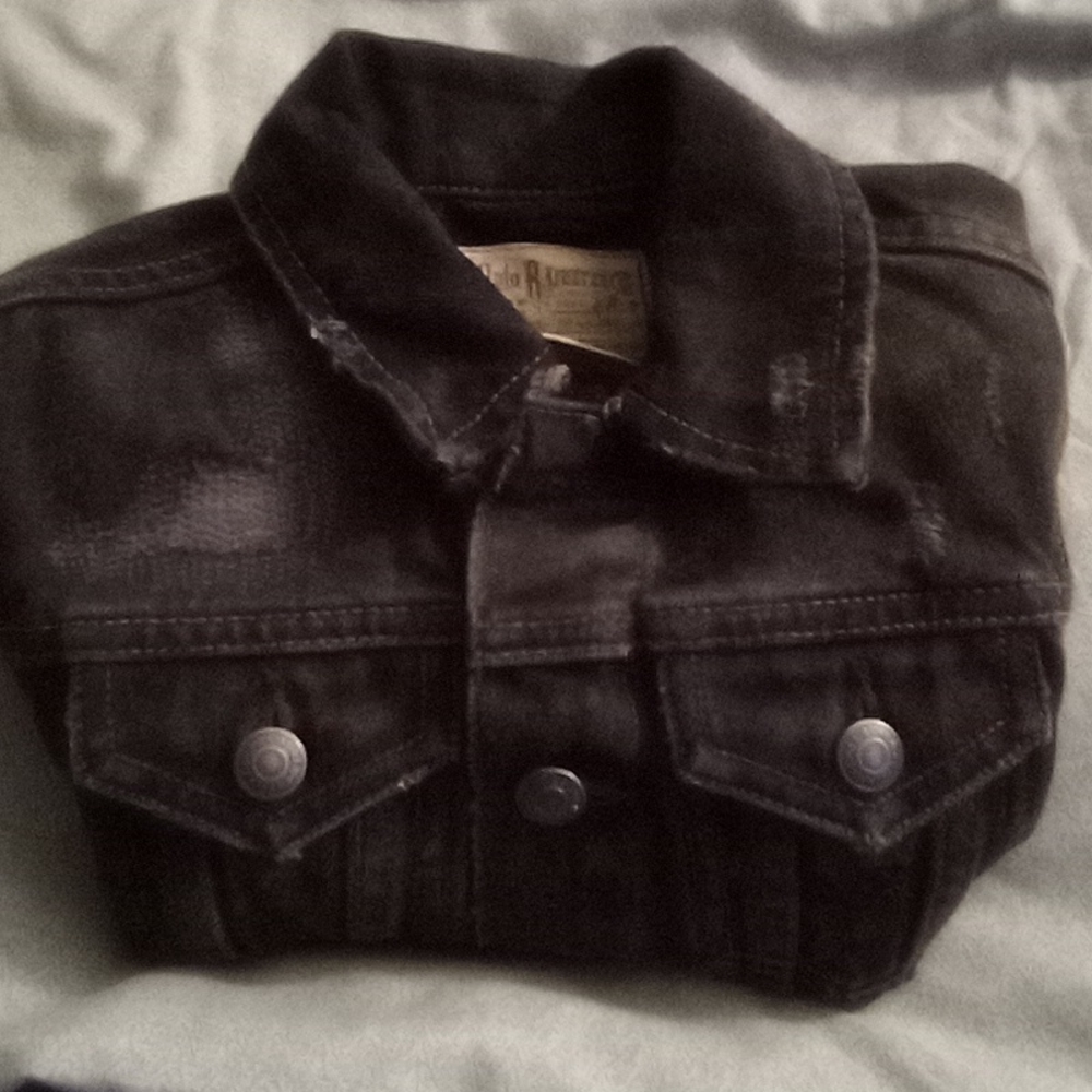 Boys Polo by Ralph Lauren Distressed Denim Jacket Black Size 3/3T